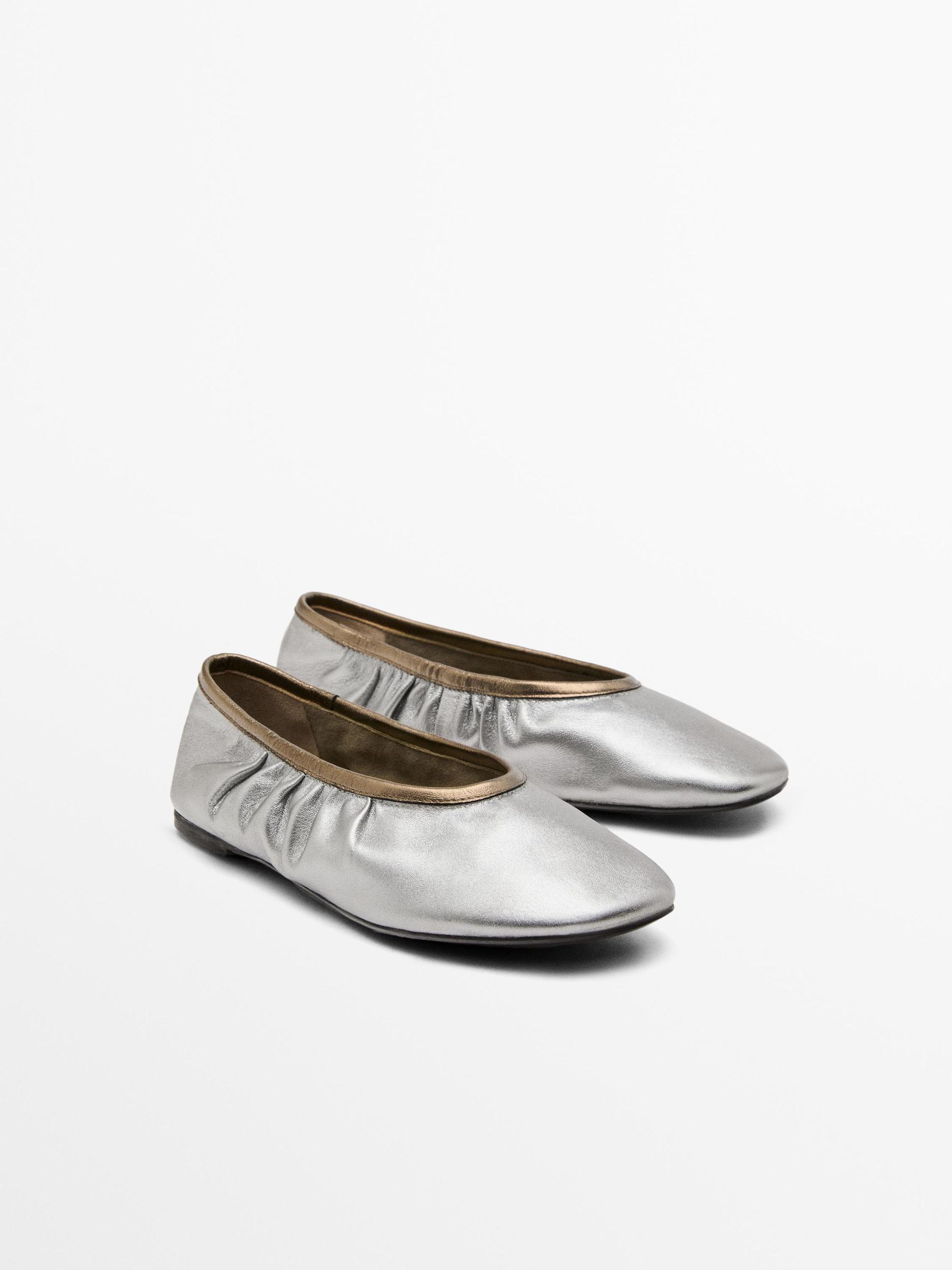 Gathered metallic ballerinas Product Image