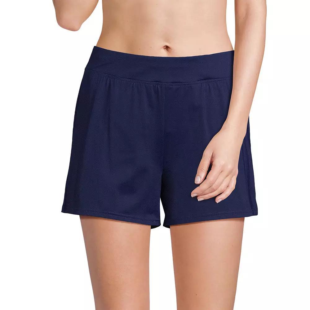 Petite Lands' End Chlorine Resistant 3" Swim Short with Smoothing Control, Women's, Size: 14 Petite, Deep  Blue Product Image