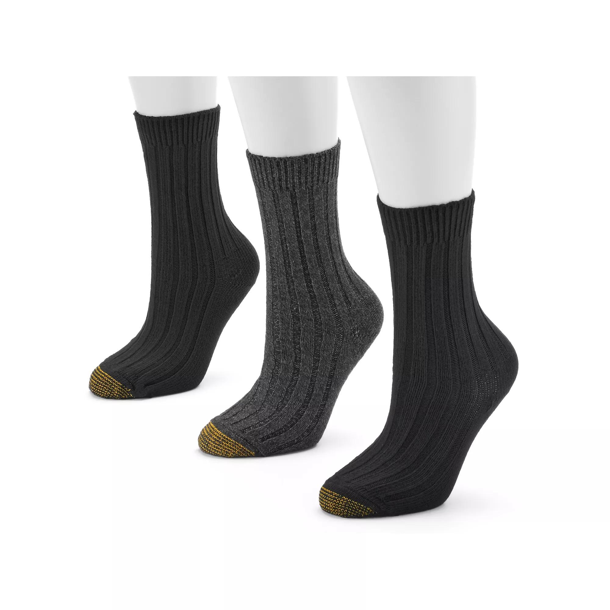Women's GOLDTOE® 3-pack Weekender Crew Socks, Size: 9-11, Black Product Image