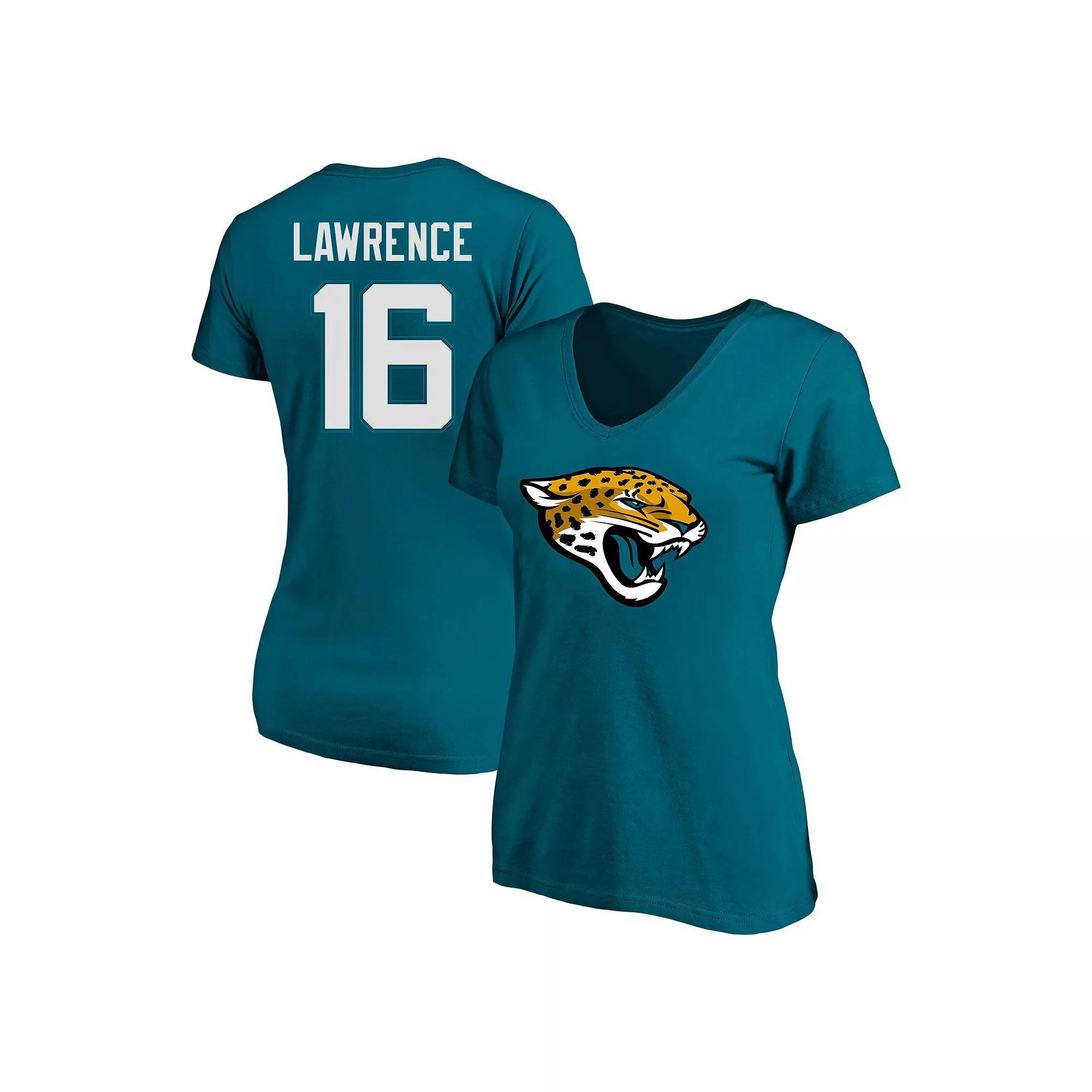 Women's Fanatics Trevor Lawrence Teal Jacksonville Jaguars Plus Size Player Name & Number V-Neck T-Shirt, Size: 3XL, Blue Product Image