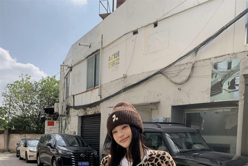 Two-Way Leopard Fleece Jacket Product Image