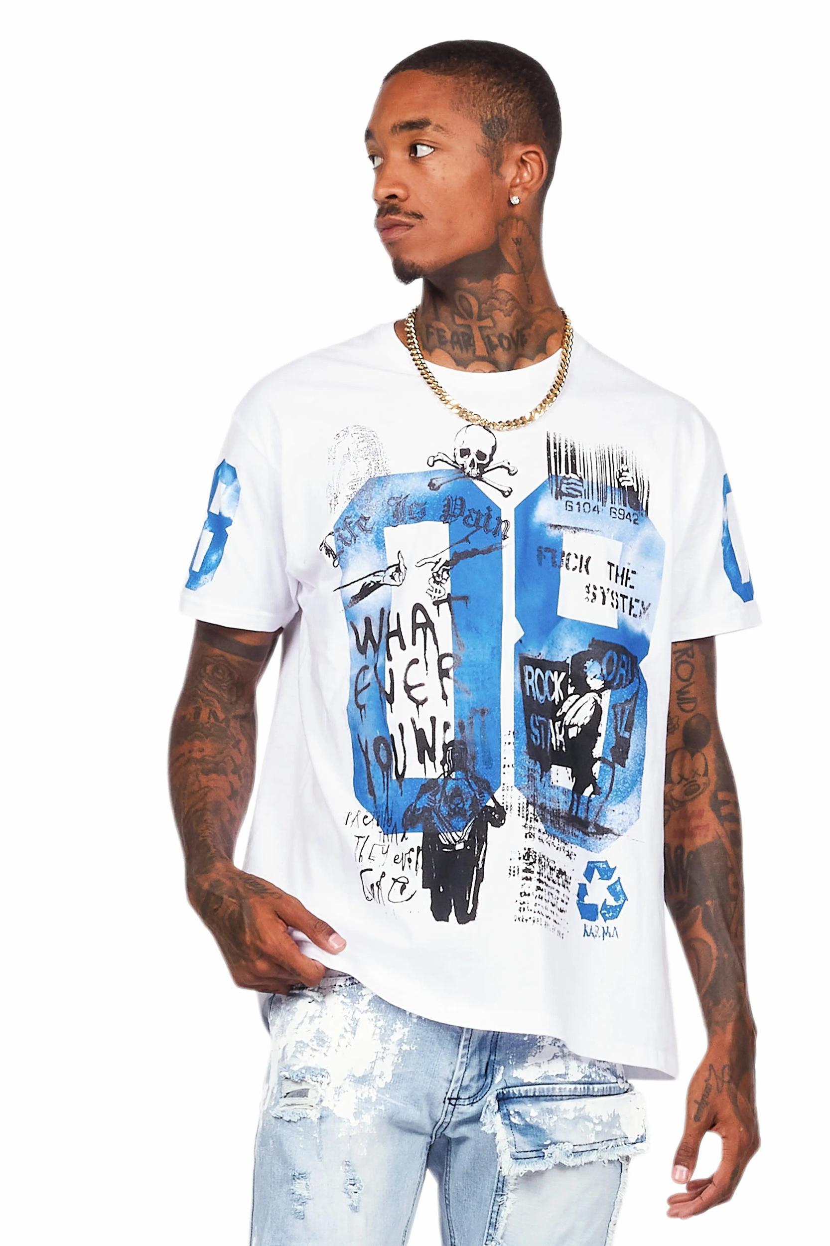 Kammile White/Blue Oversized T-Shirt Female Product Image
