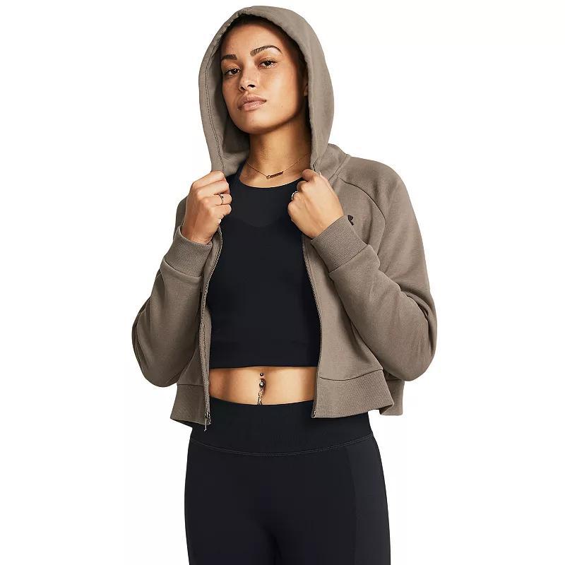Women's Under Armour Rival Fleece Crop Full-Zip Hoodie, Size: XXL, Black Product Image