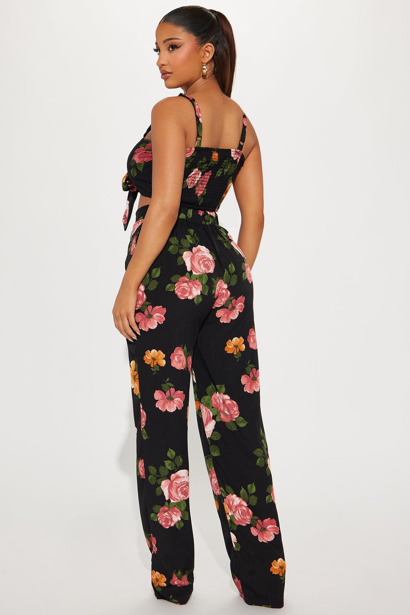 Monroe Floral Pant Set - Black/combo Product Image