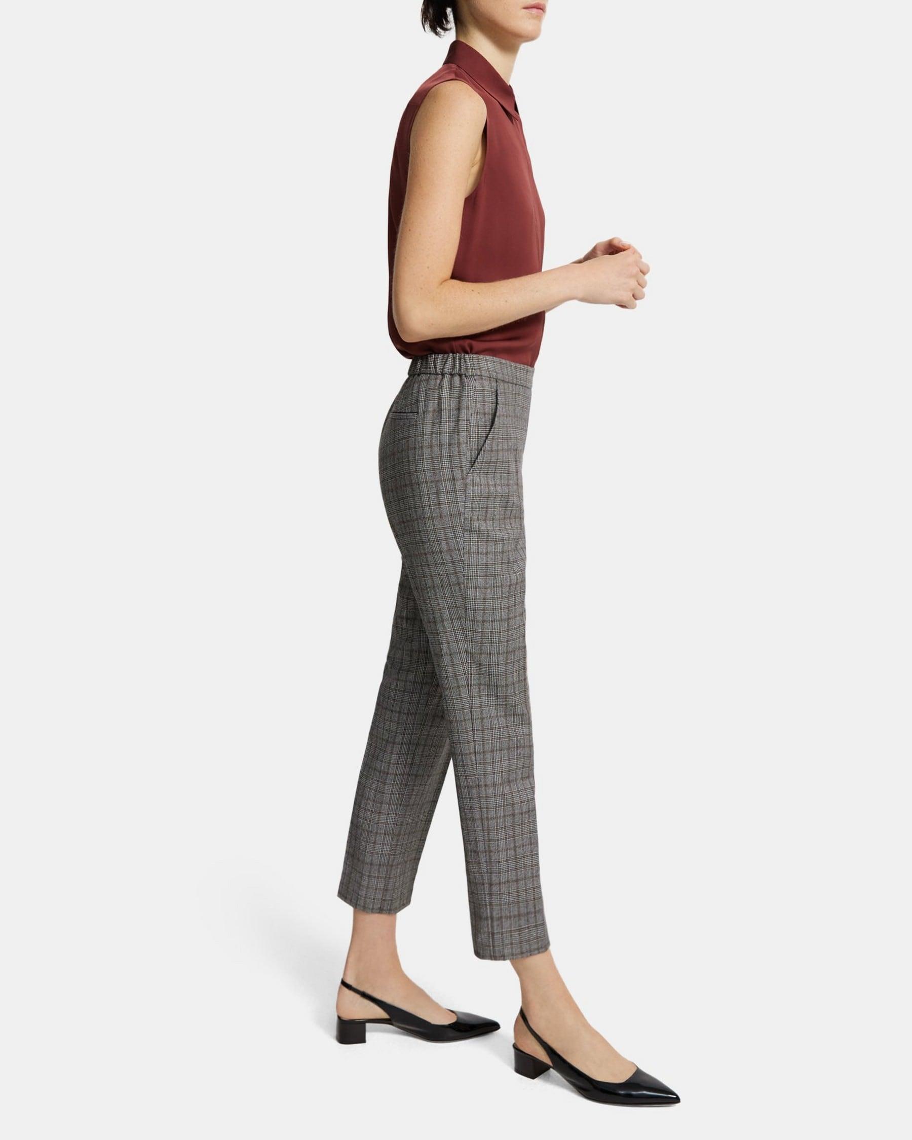 Slim Cropped Pull-On Pant in Wool Flannel Product Image