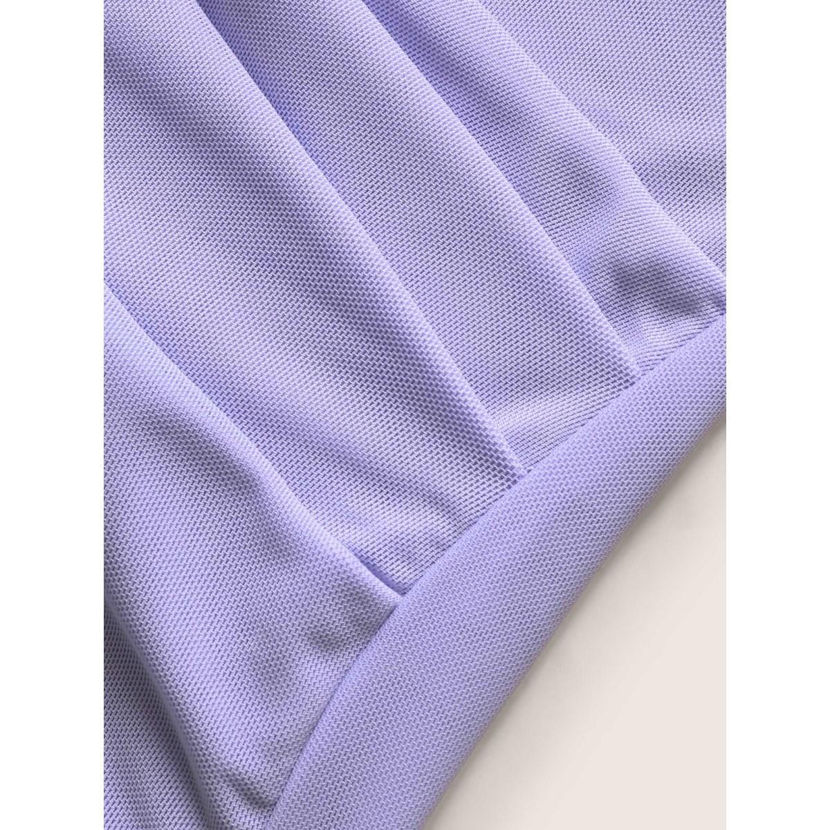 Plus Size Overlap Collar Solid Pleated Tank Top Women Lavender Elegant Pleated Overlap Collar Everyday Tank Tops Camis BloomChic 14-16/1X Product Image
