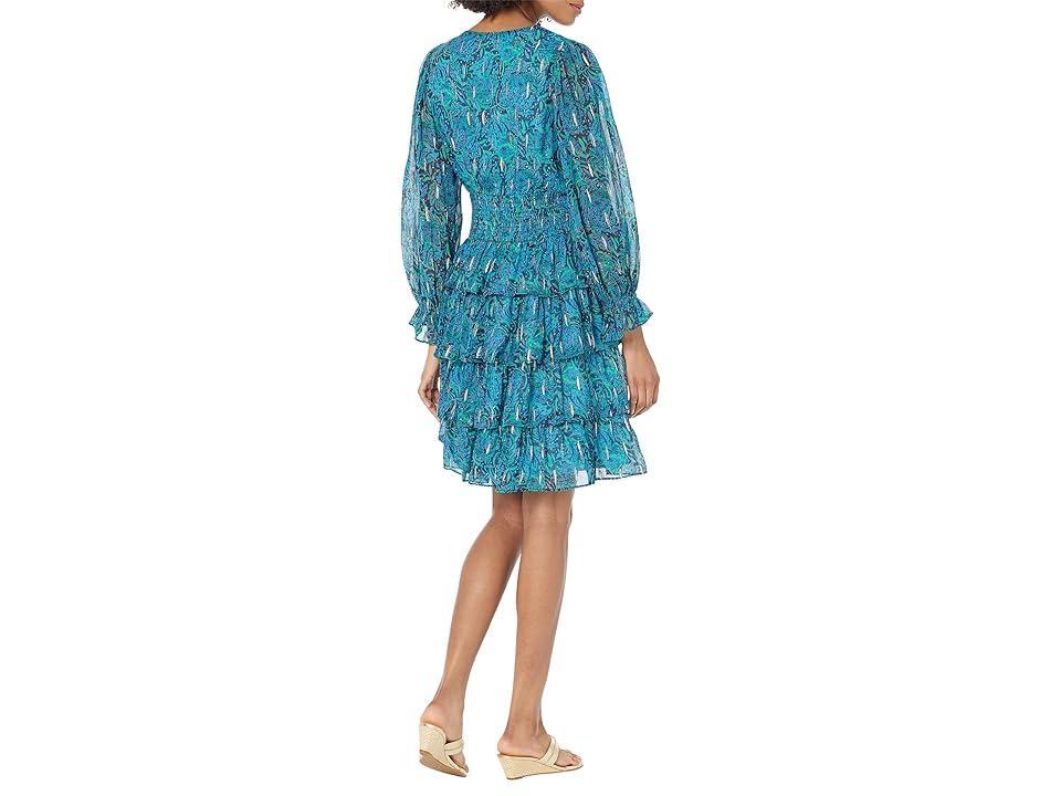 Lilly Pulitzer Laralynn 3/4 Sleeve Tiered Dress (Low Tide Lil Catty Purrsonality) Women's Dress Product Image