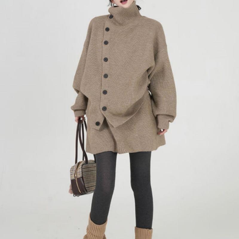 Set: Turtleneck Plain Cape + Mini A-Line Skirt Product Image
