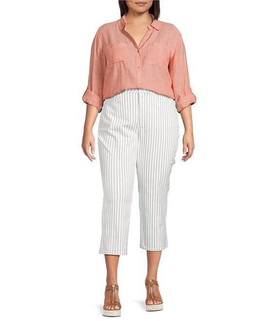 NYDJ Plus Size High Rise Straight Leg Relaxed Fit Cropped Stretch Denim Jeans Product Image