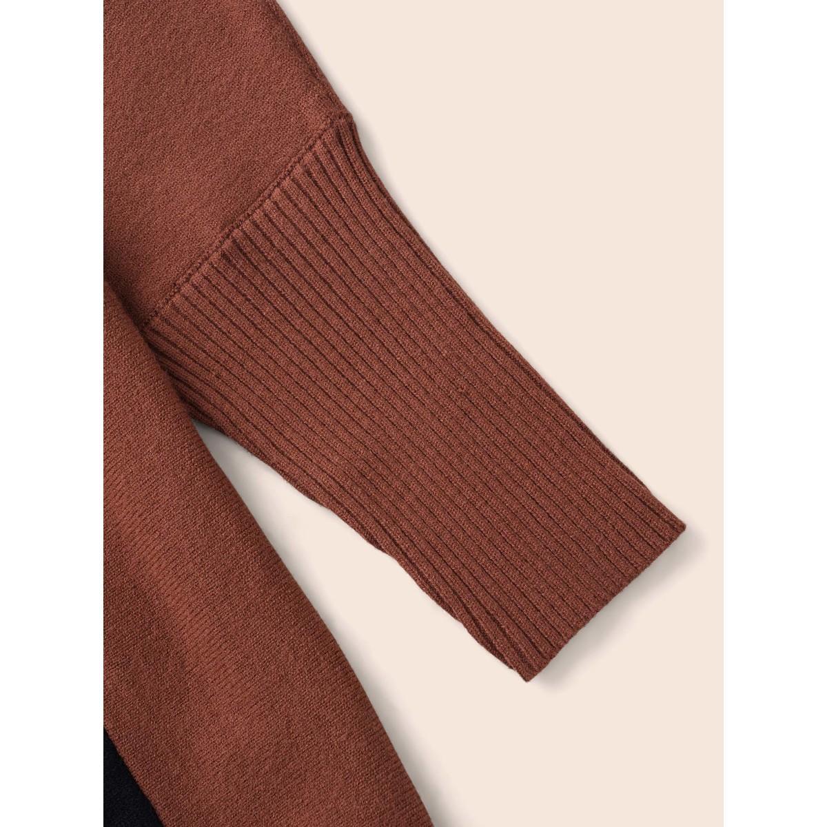 Plus Size Cat Printed Pockets Arc Hem Cardigan Browncoffeecolor Women Casual Loose Long Sleeve Everyday Cardigans BloomChic 10/M Product Image