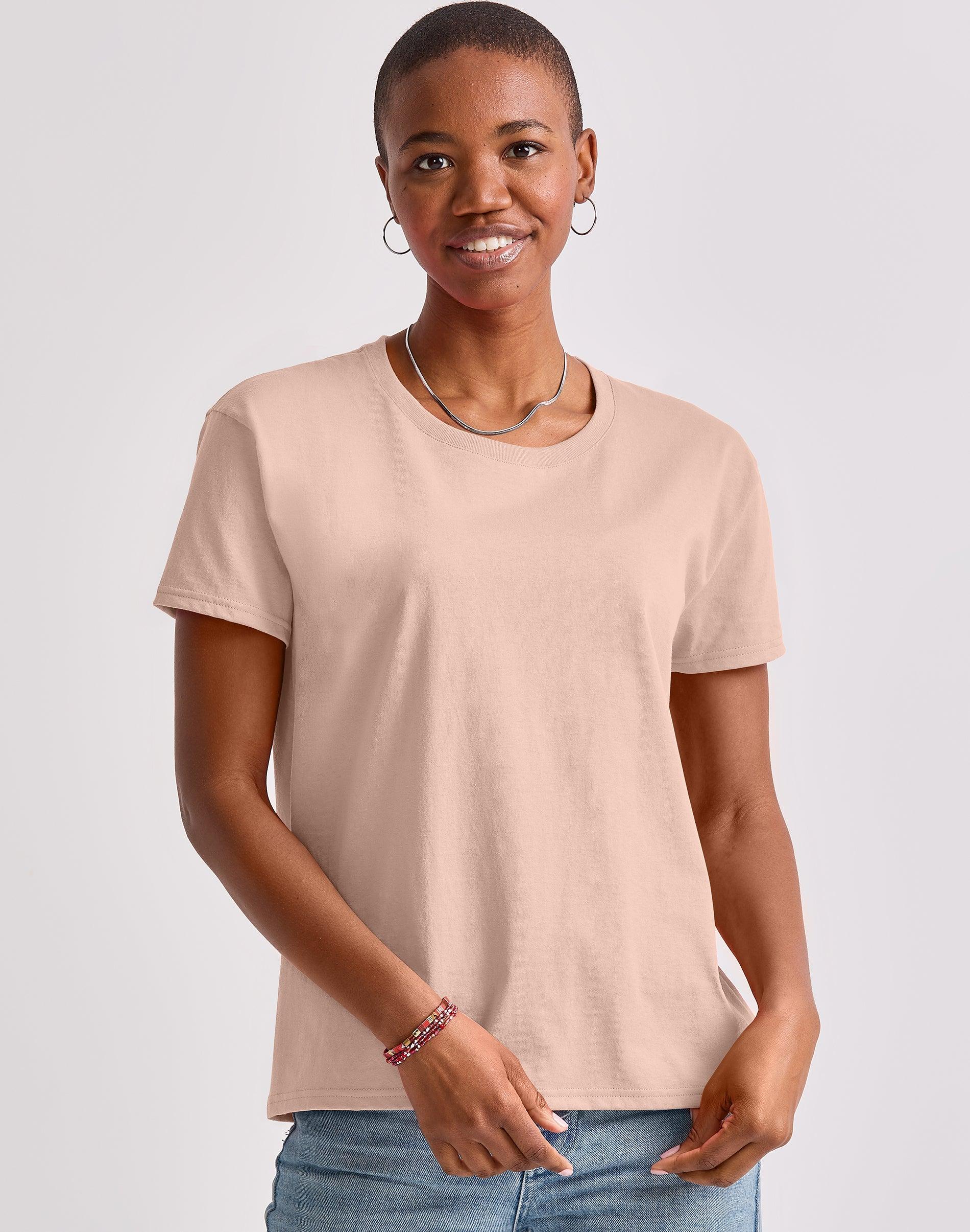 Hanes Essentials Womens Cotton T-Shirt, Oversized Fit Happy Spring Green M Product Image