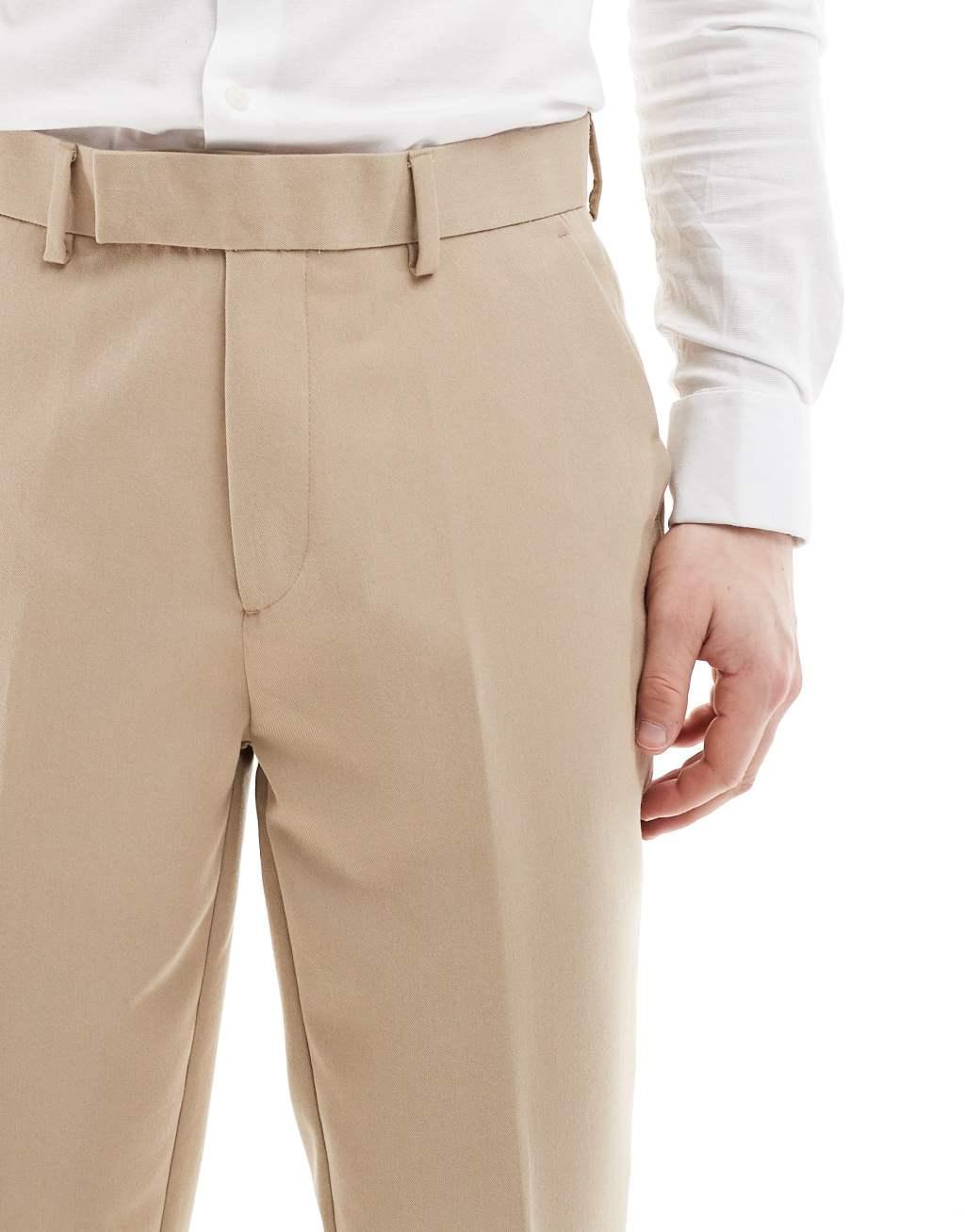 ASOS DESIGN smart tapered fit pants in dark stone Product Image