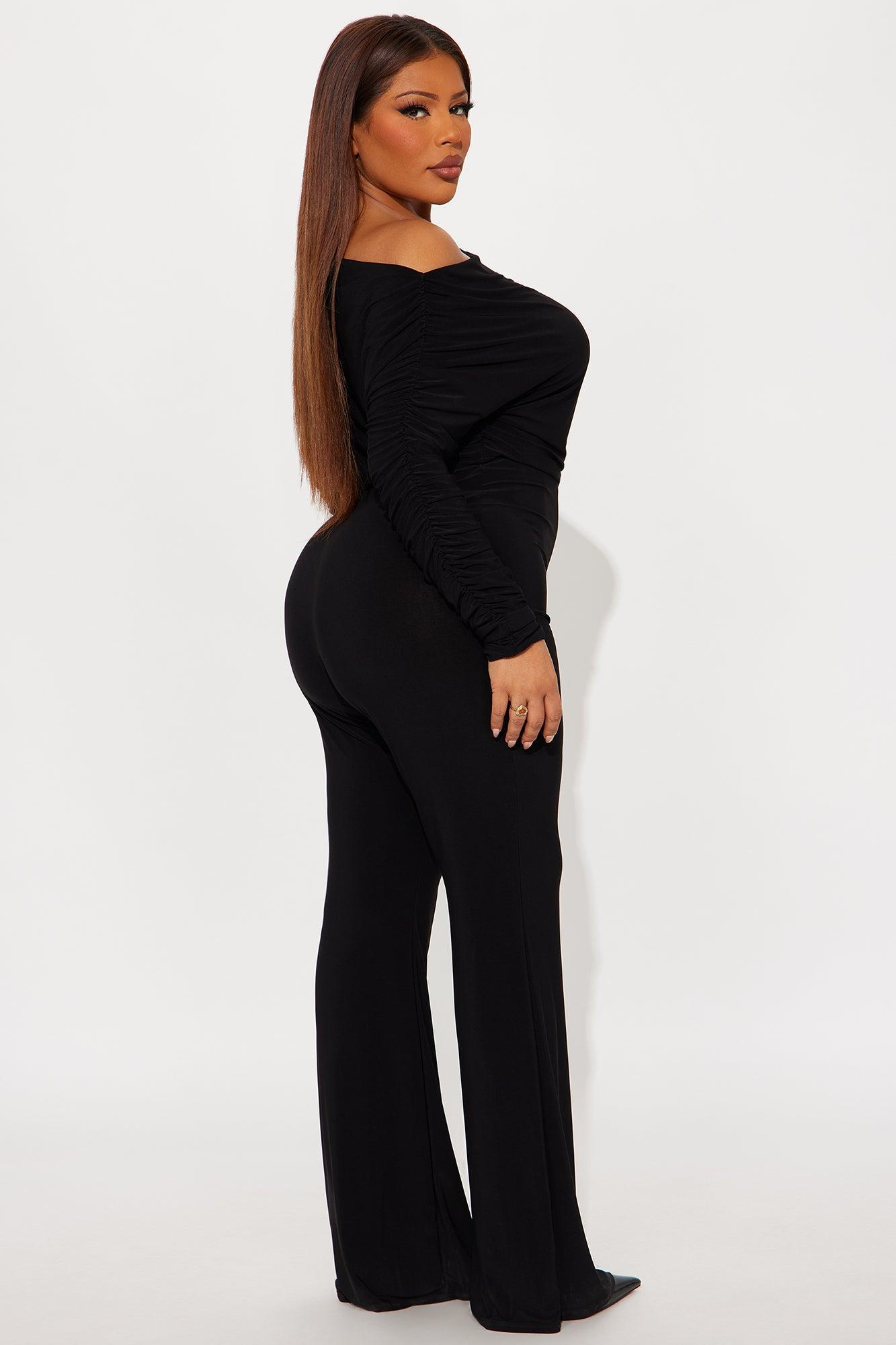 Evangeline Off Shoulder Flare Leg Jumpsuit - Black Product Image