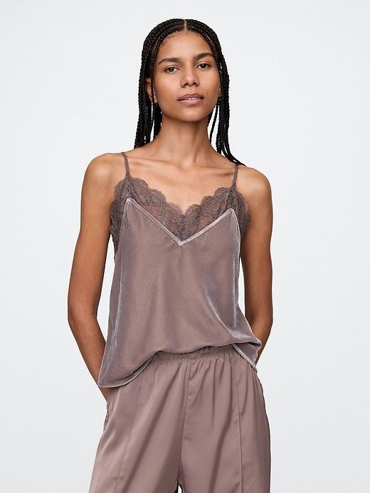 Recycled Velvet Lace-Trim Cami Product Image