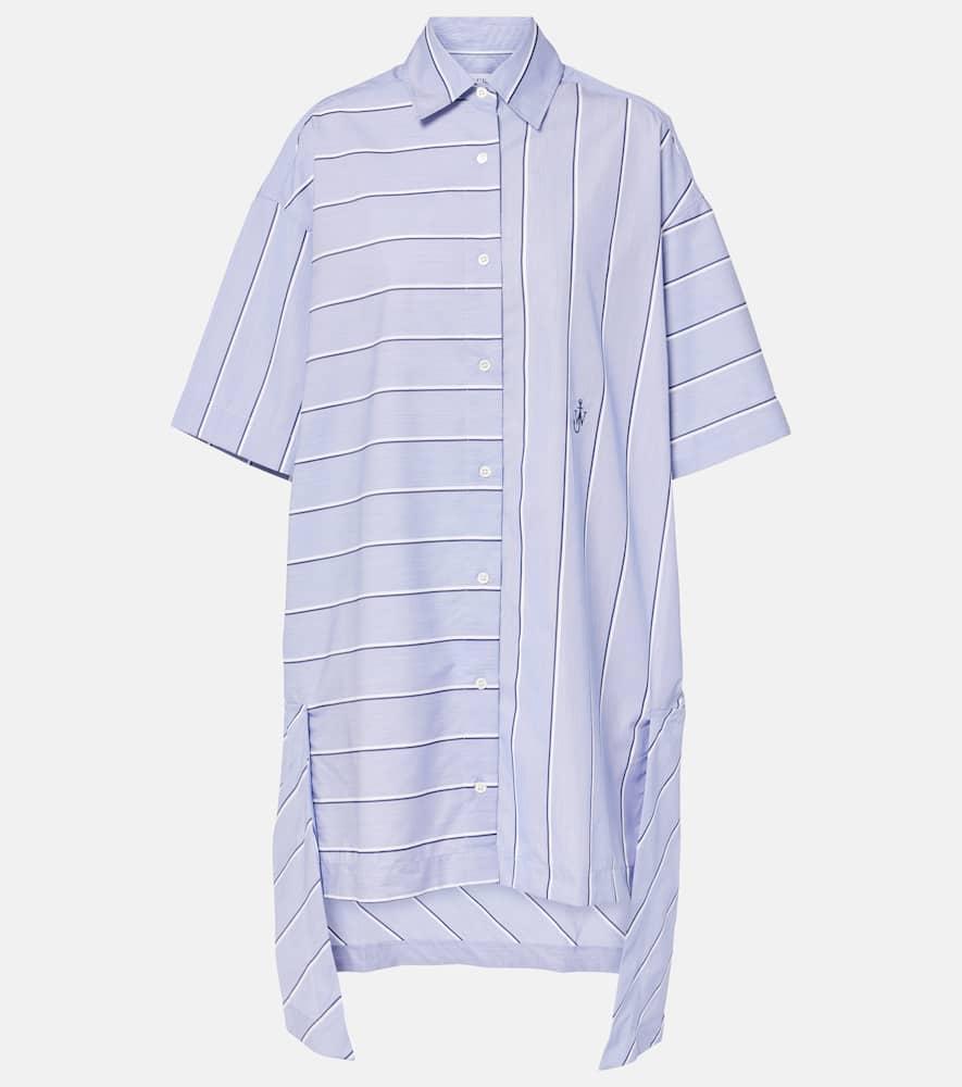 JW ANDERSON Striped Cotton-blend Shirt Dress In Glacier Blue Product Image