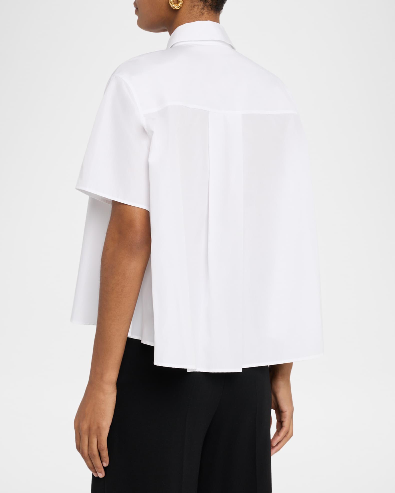 Poplin Short-Sleeve Trapeze Blouse Product Image