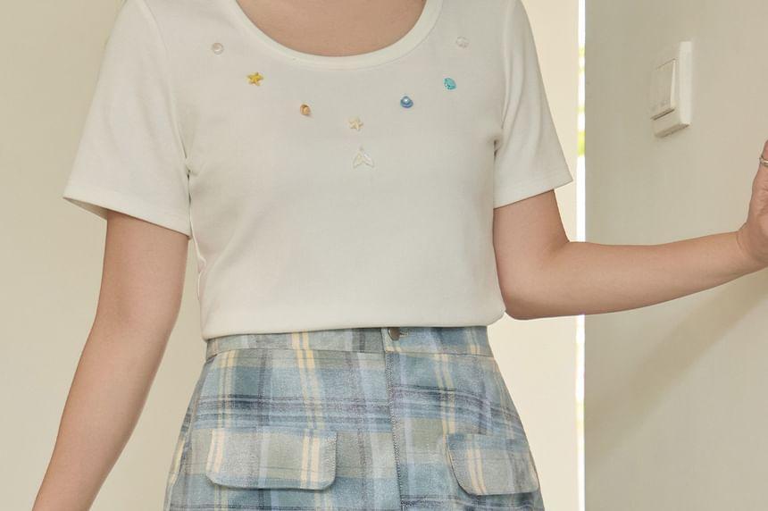 Plus Size High Rise Plaid Mini A-Line Skirt Product Image