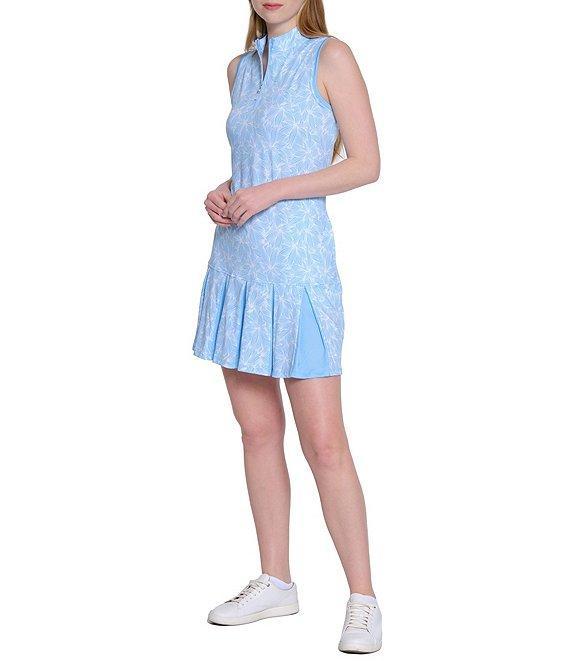 Sport Haley Arlette Printed Mock Neck Sleeveless Pleated Hem Dress Product Image