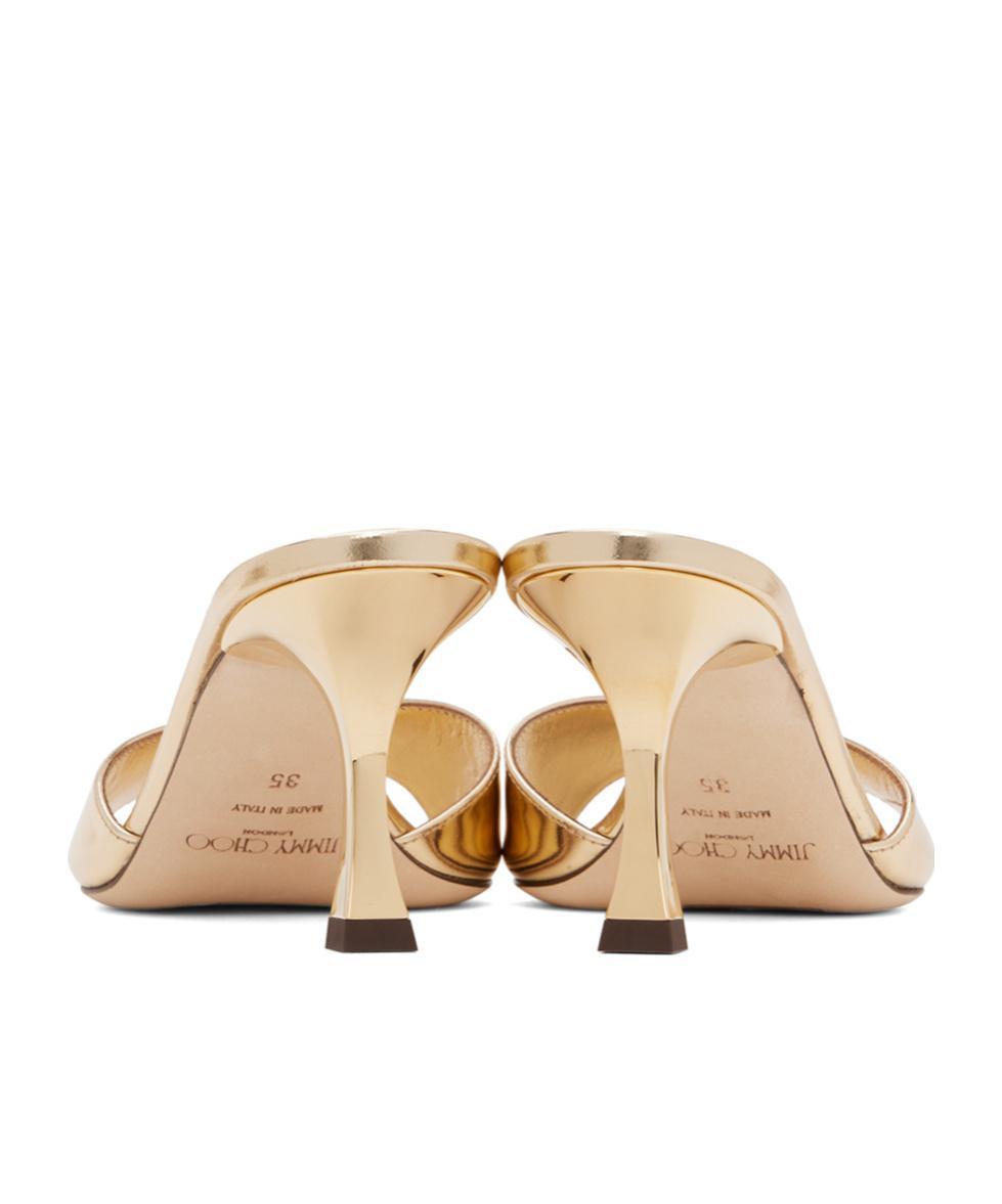 JIMMY CHOO Skye 70 Metallic Leather Sandals In Gold Product Image