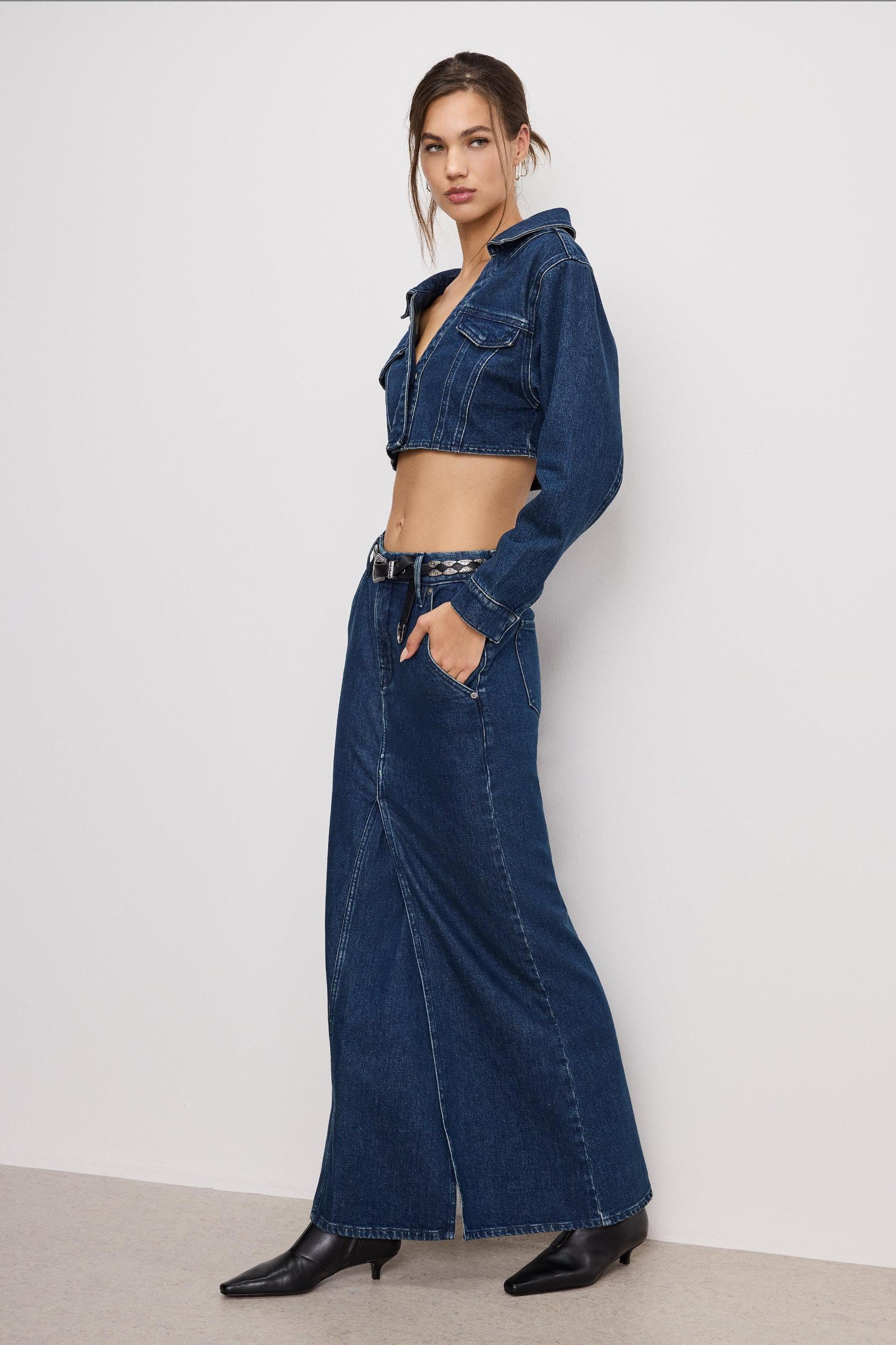 DENIM MAXI SKIRT | INDIGO724 Product Image