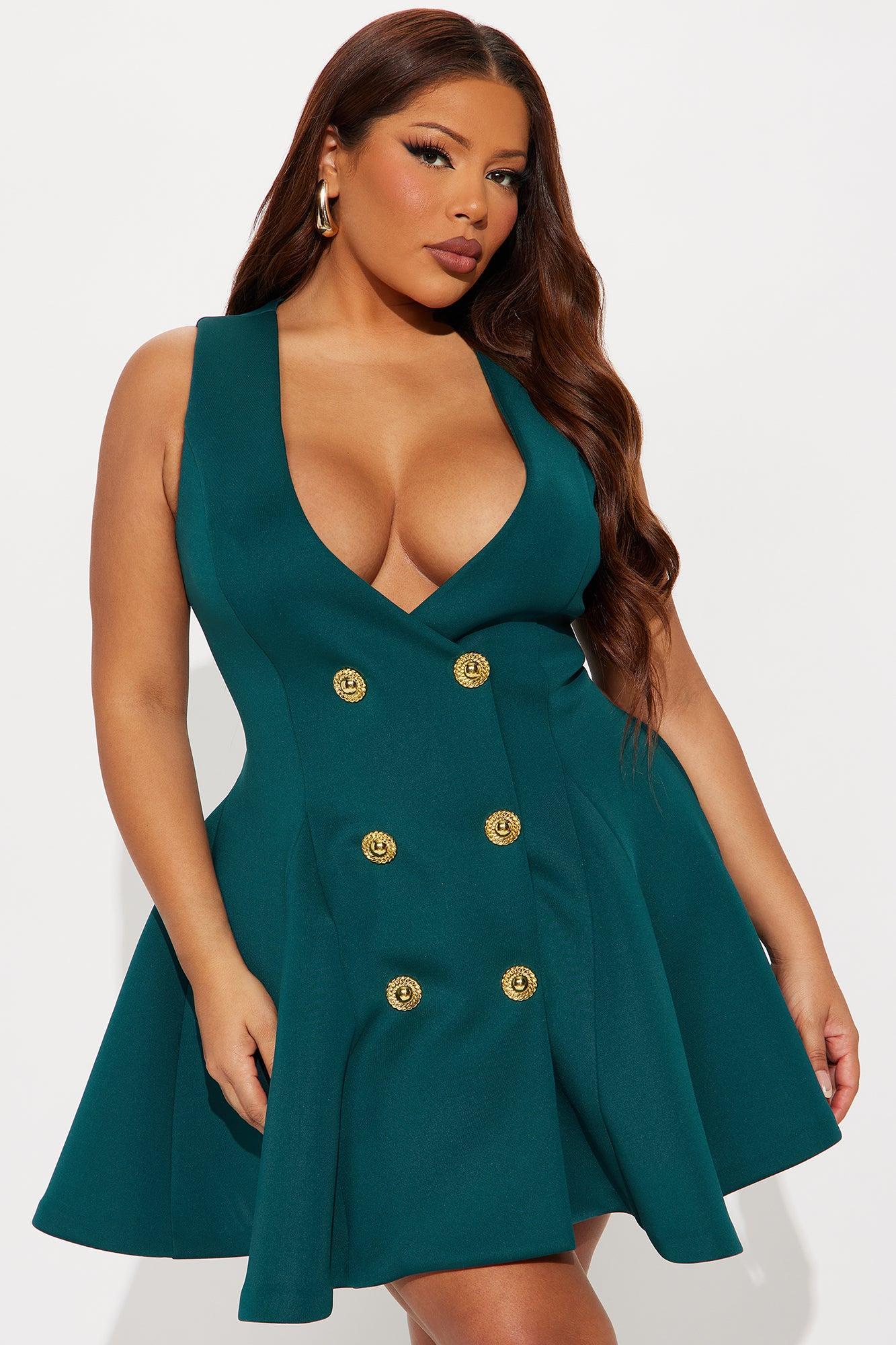 Queen Of Everything Pleated Mini Dress - Emerald Product Image