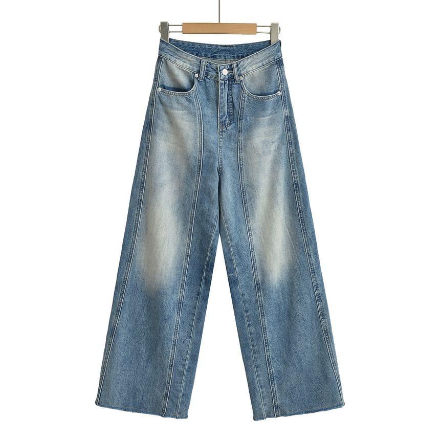 High Waist Washed Wide Leg Jeans Product Image