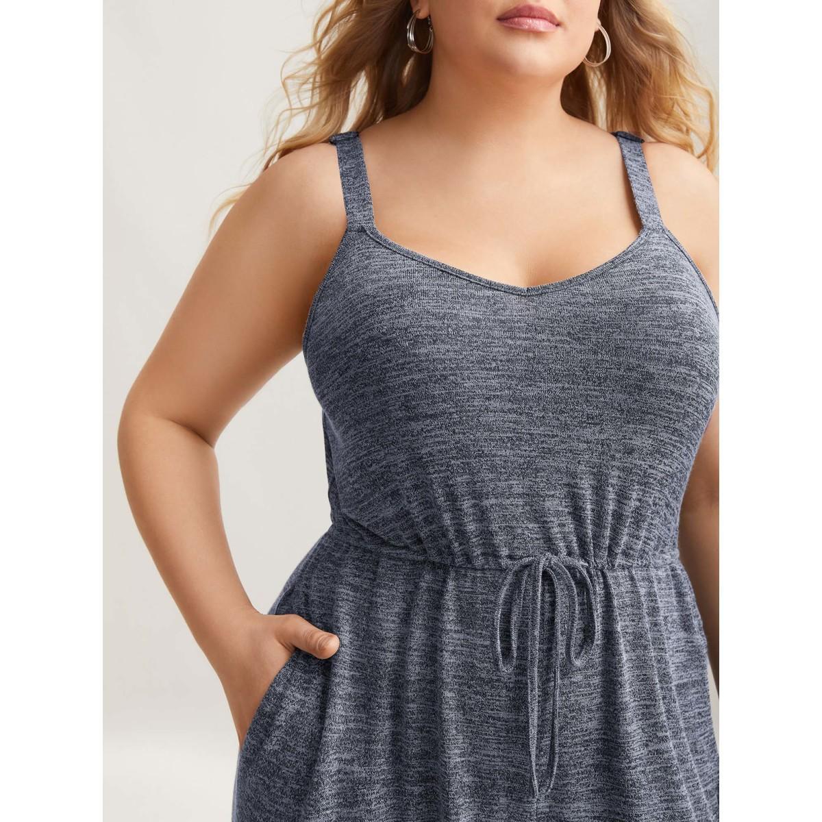 Plus Size DarkBlue Supersoft Essentials Waist-Defining Jumpsuit Women Casual Sleeveless Non Everyday-Casual Loose Jumpsuits BloomChic 12/L Product Image