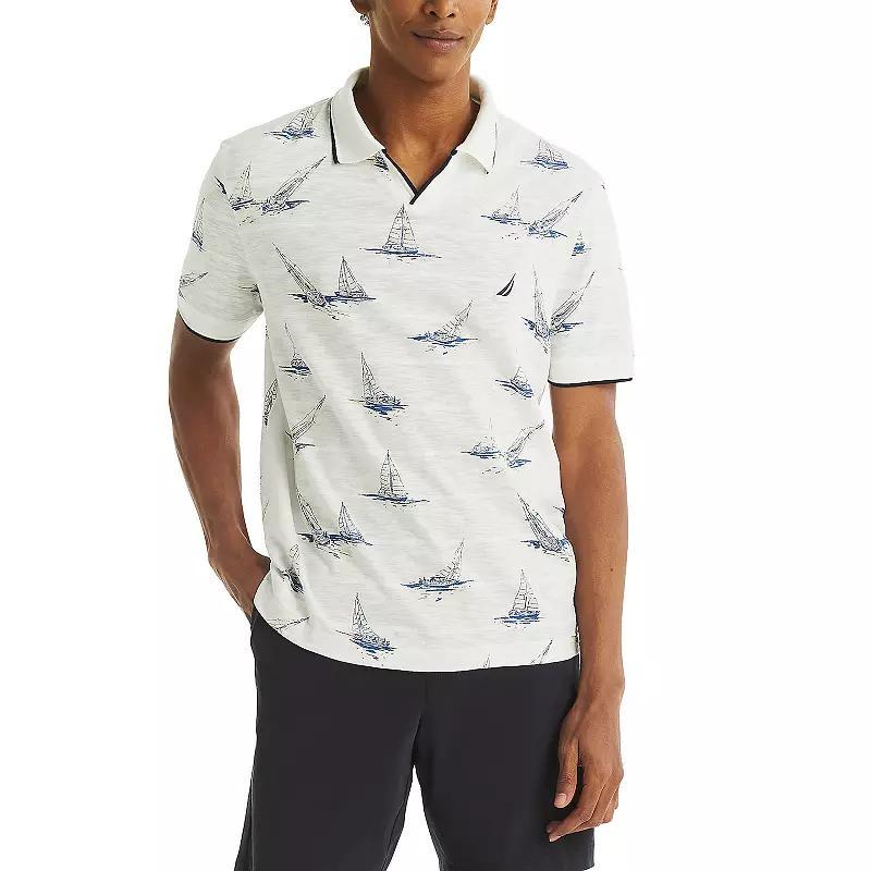 Men's Nautica Classic Fit Printed Polo, Size: Medium, Bright White Product Image
