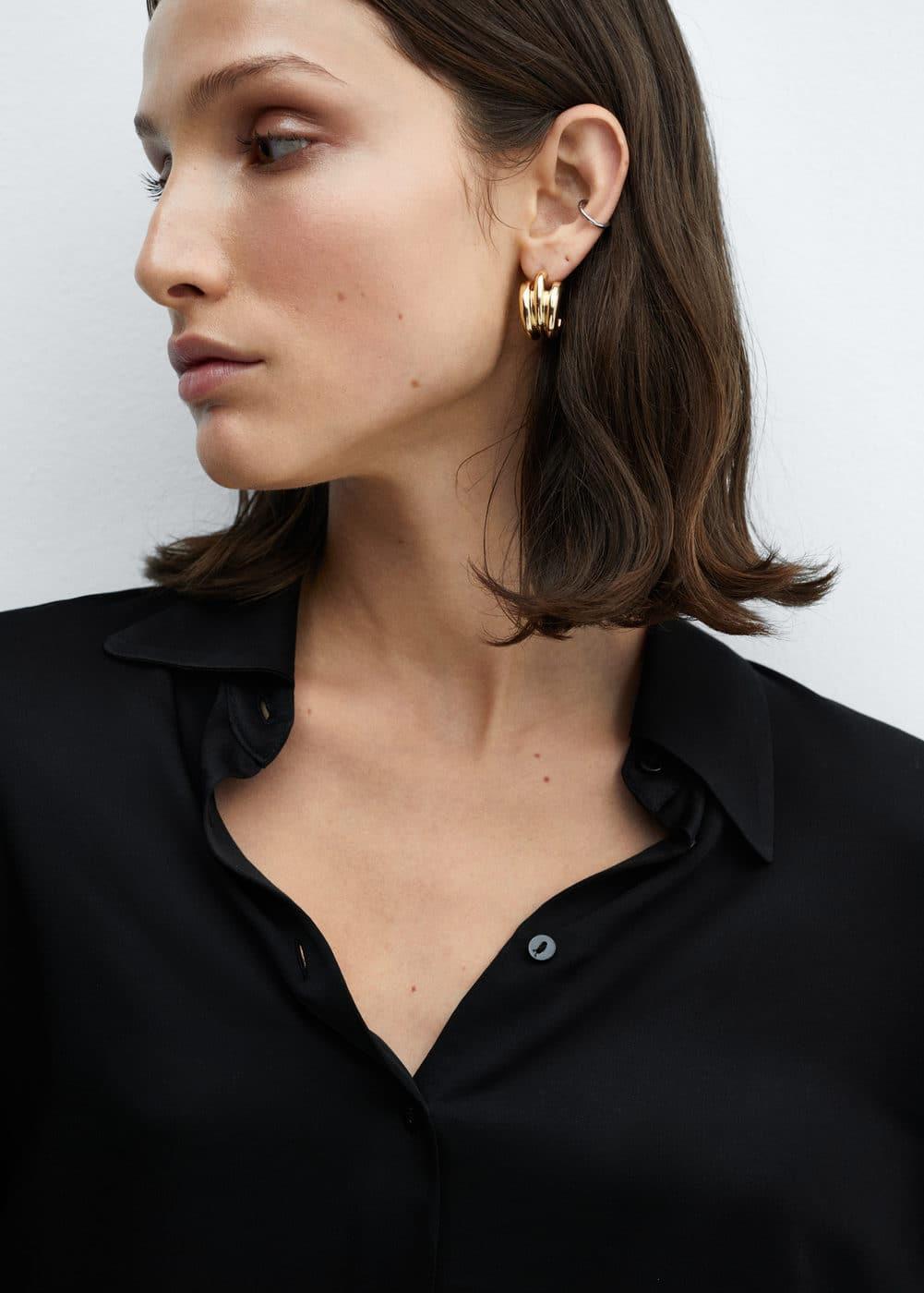 Mango Womens Satin Finish Flowy Shirt Product Image