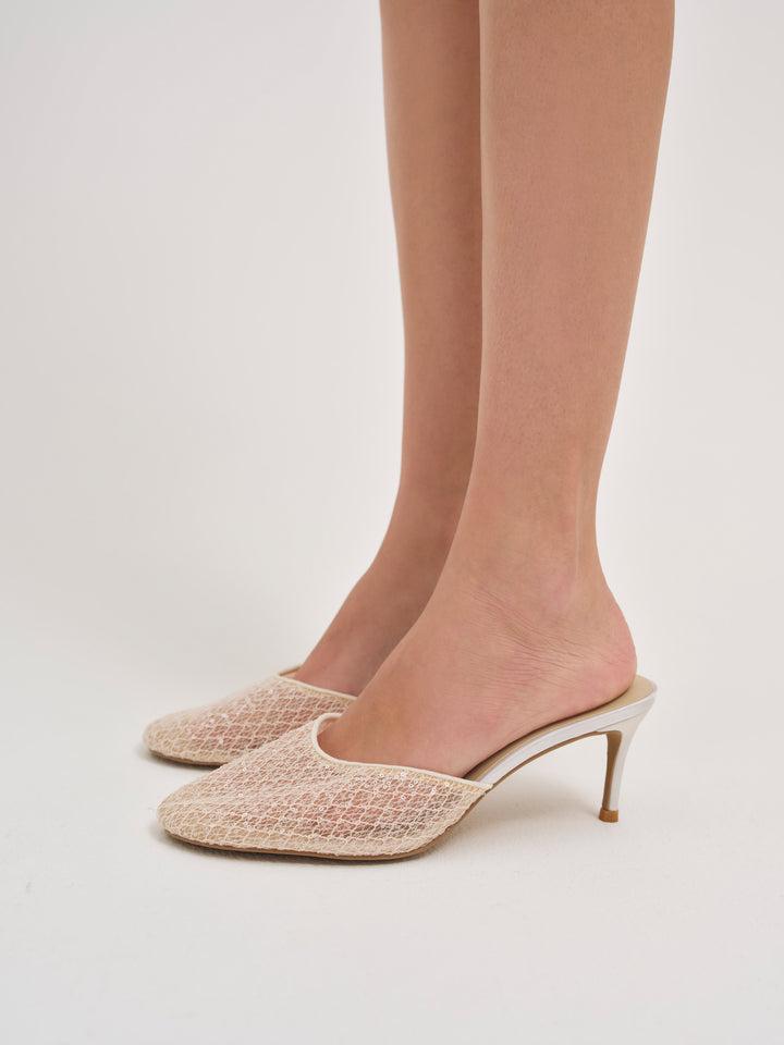 Claudia Lace Heel — White Product Image