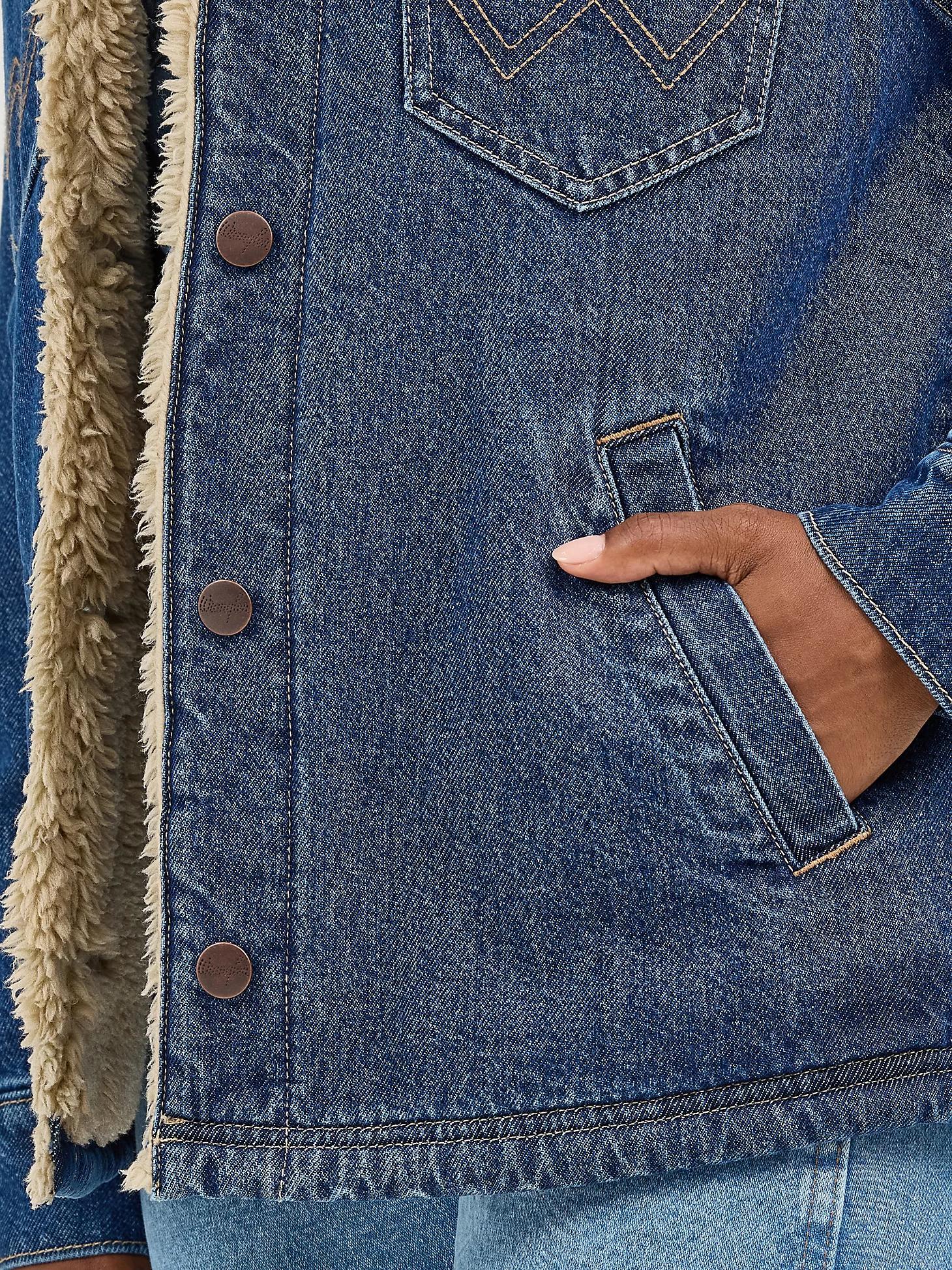 Women's Western Sherpa Lined Denim Wrange Coat in Ink Denim Product Image