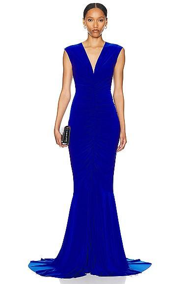 Womens Sleeveless Shirred Fishtail Gown Product Image