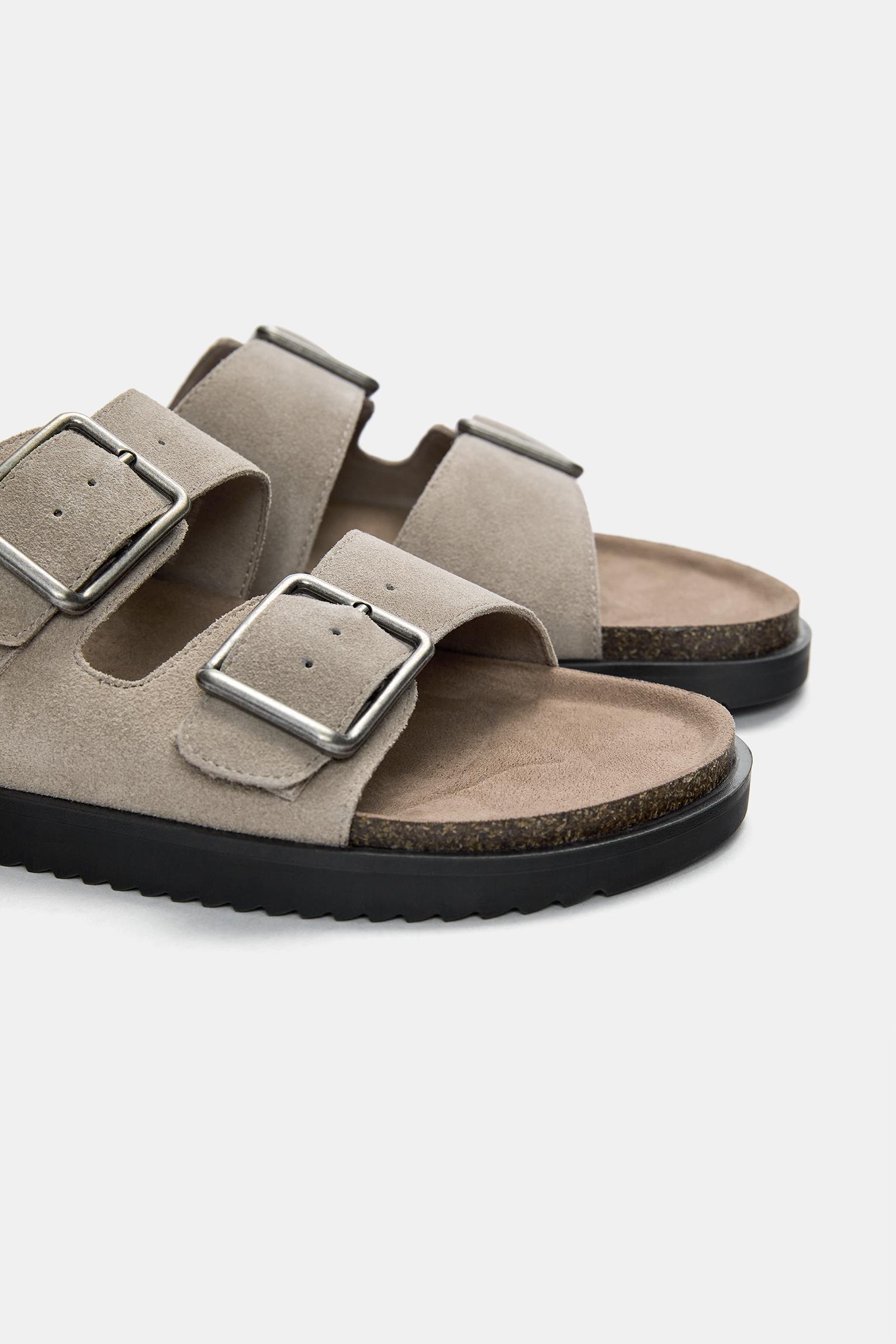 Leather sandals with buckle Product Image