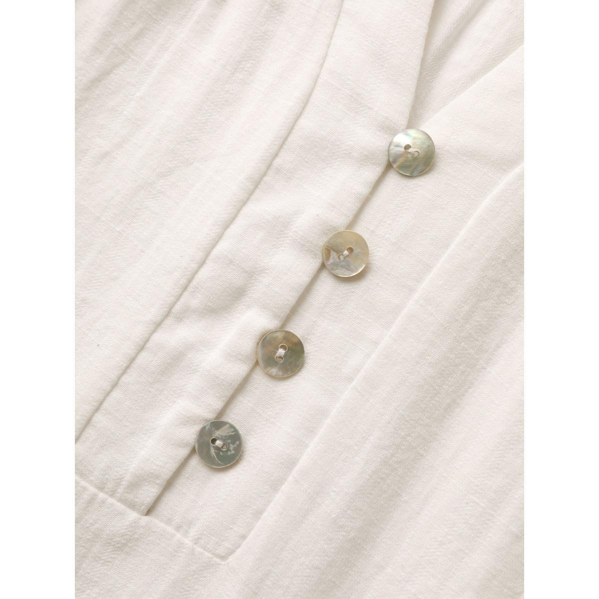 Plus Size Originalwhite Cotton Lace Eyelet Trim Layered Sleeve Blouse Women Cap Sleeve Flat collar with V-notch Vacation Blouses BloomChic 28/5X Product Image