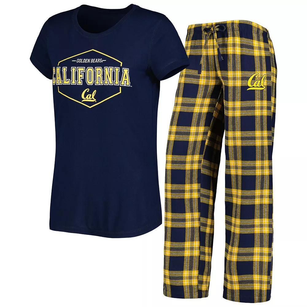 Women's Concepts Sport Navy/Gold Cal Bears Badge T-Shirt & Flannel Pants Sleep Set, Size: 2XL, Blue Product Image