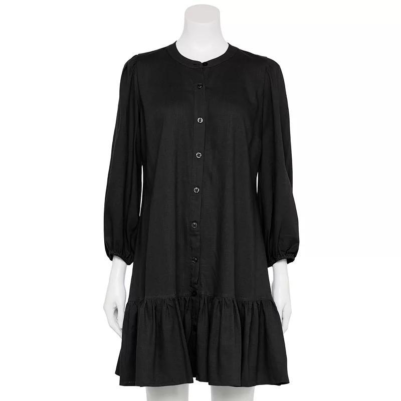 Women's Nine West Adaptive Blouson Sleeve Flutter Hem Mini Dress, Size: XS, Gage Blue Product Image