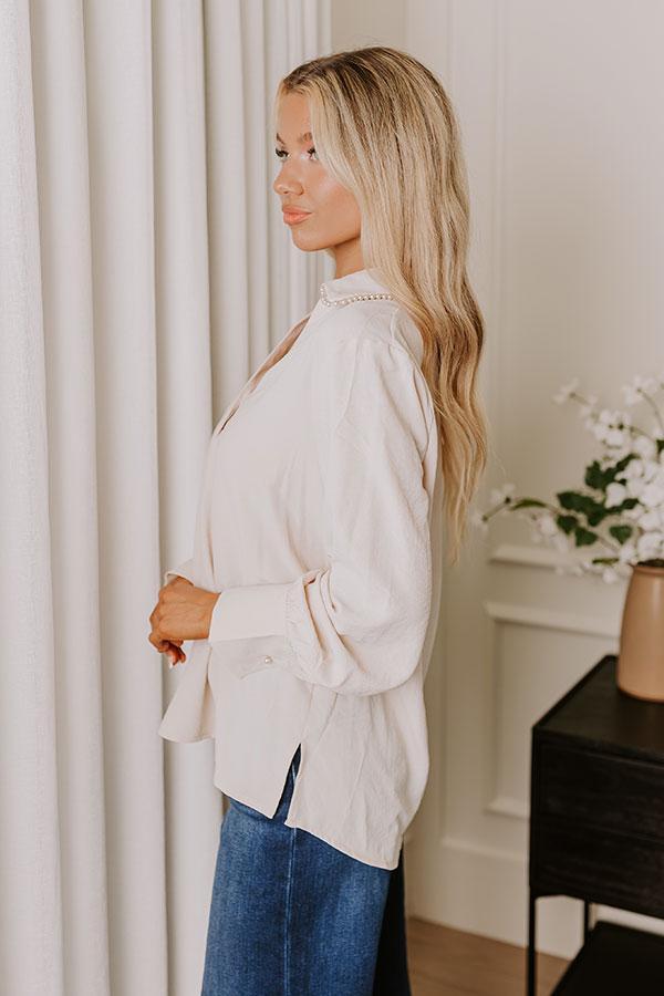 Luxe Lifestyle Pearl Embellished Top in Cream Product Image