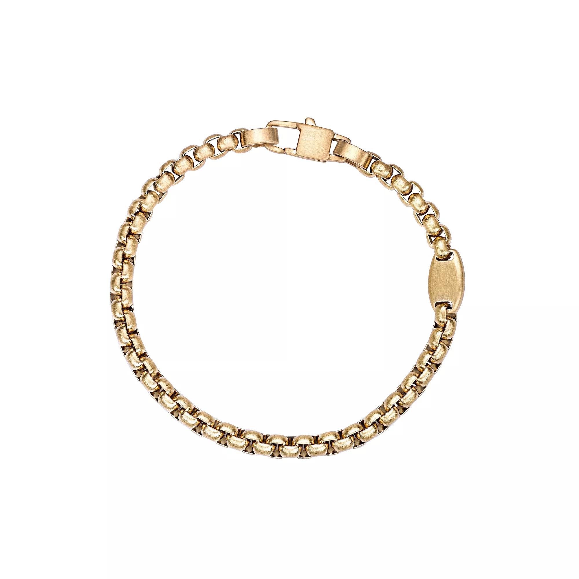 Men's LYNX Stainless Steel Round Box Chain Bracelet, Size: 8.5", Gold Tone Product Image