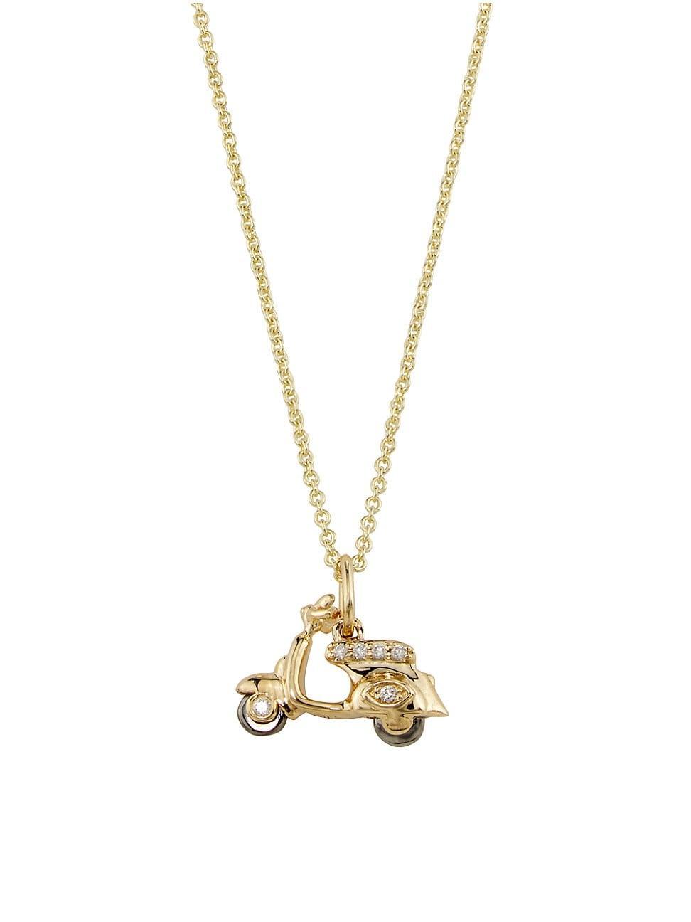 Womens Two-Tone 14K Yellow Gold & 0.04 TCW Diamond Moped Pendant Necklace Product Image