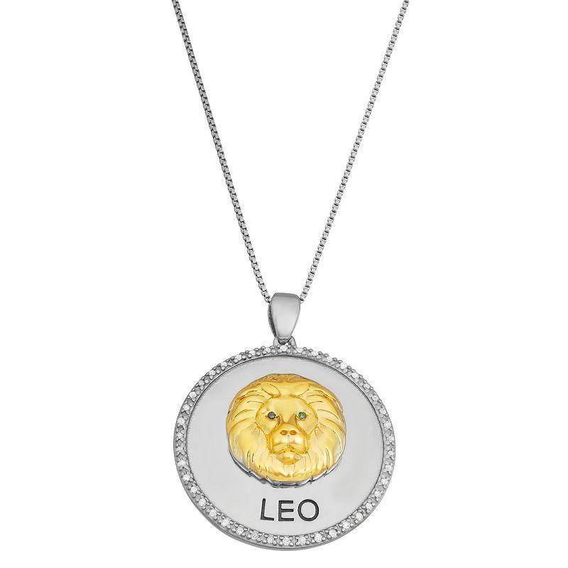 Jewelexcess 1/6 Carat T.W. Diamond Two-Tone Sterling Silver Zodiac Pendant Necklace, Womens Aquarius Product Image