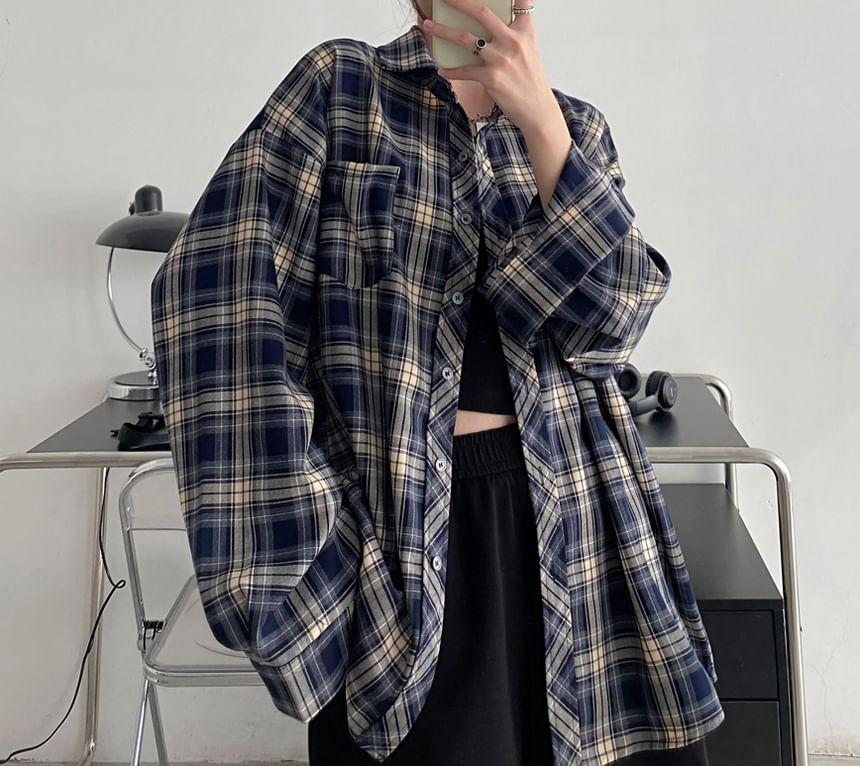 Long-Sleeve Plaid Shirt Product Image