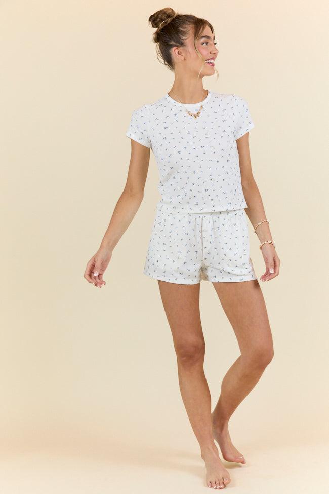 What A Dream Blue Ditsy Floral Short Sleeve Pajama Top SALE Product Image
