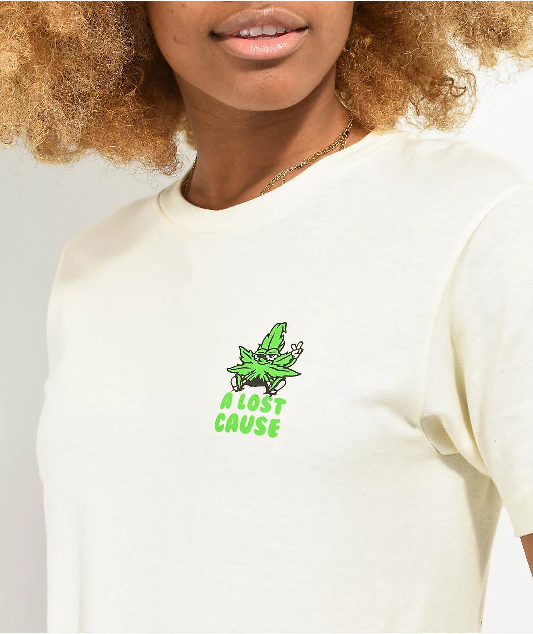 A Lost Cause Stay High Cream Boyfriend Fit T-Shirt Product Image