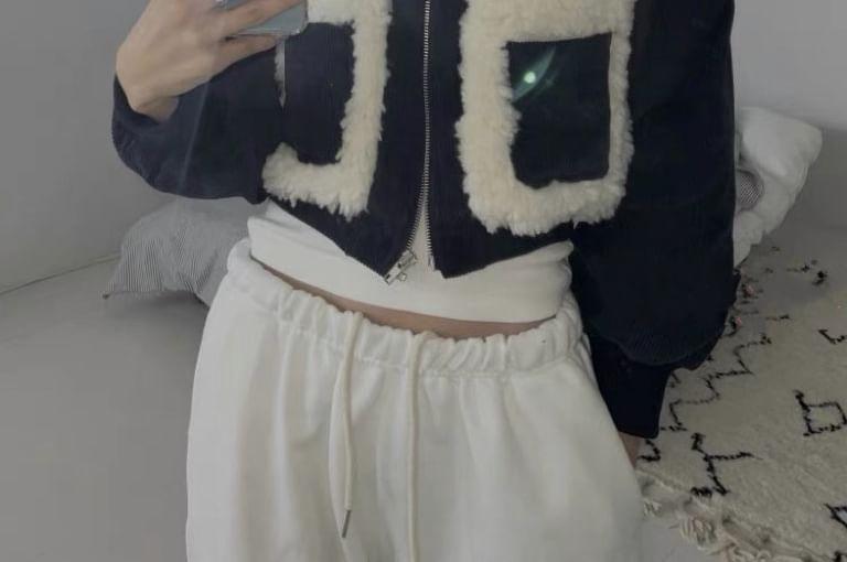 Fluffy Collar Zip Jacket Product Image