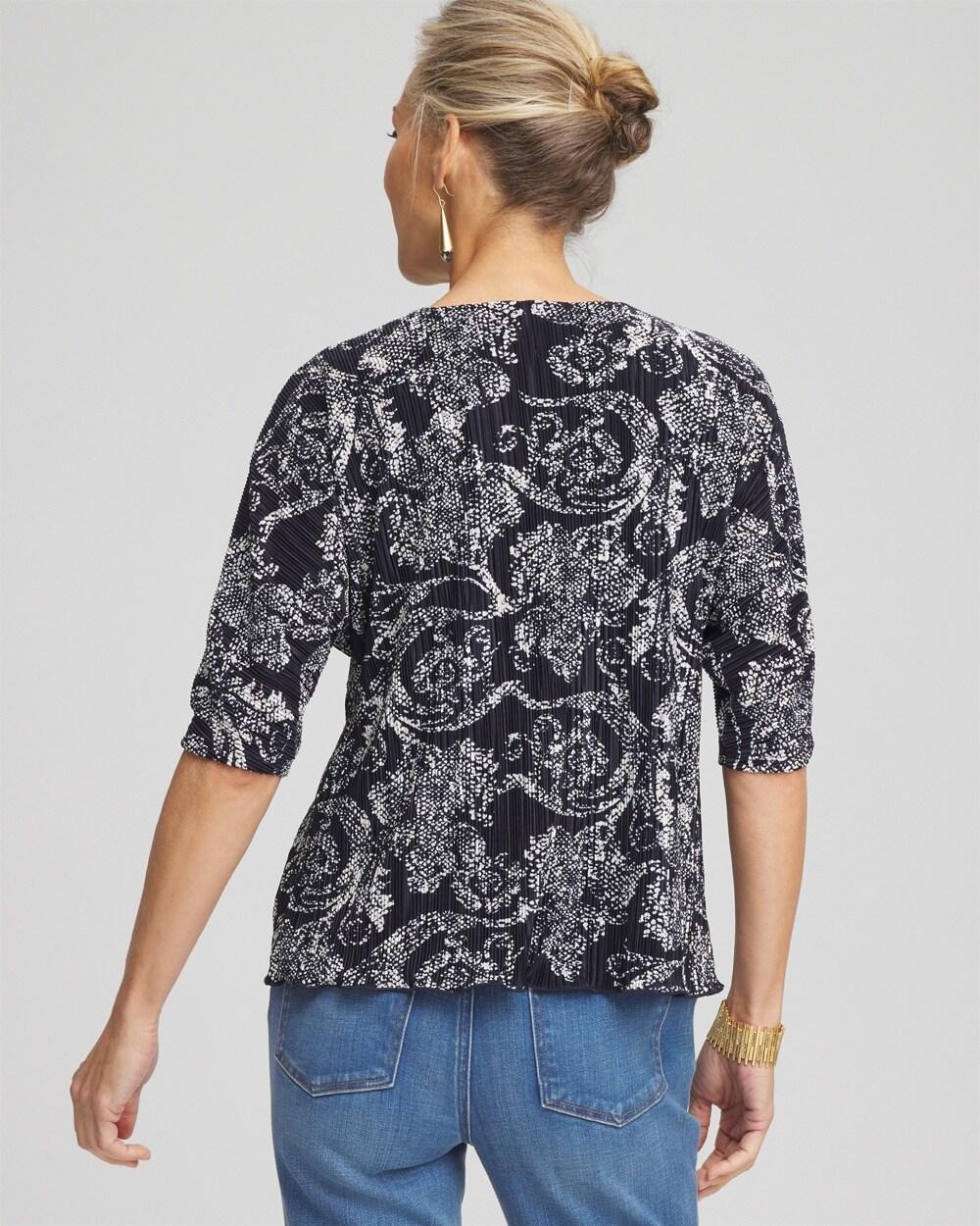 Snakeskin Print Crinkle Elbow Sleeve Tee Product Image
