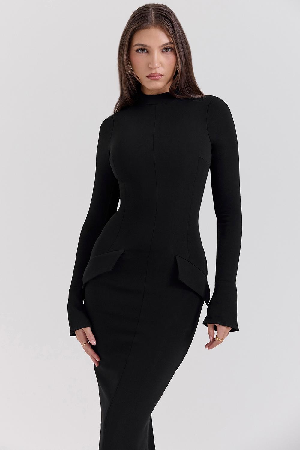 Marie-Louise  black turtleneck maxi dress Product Image