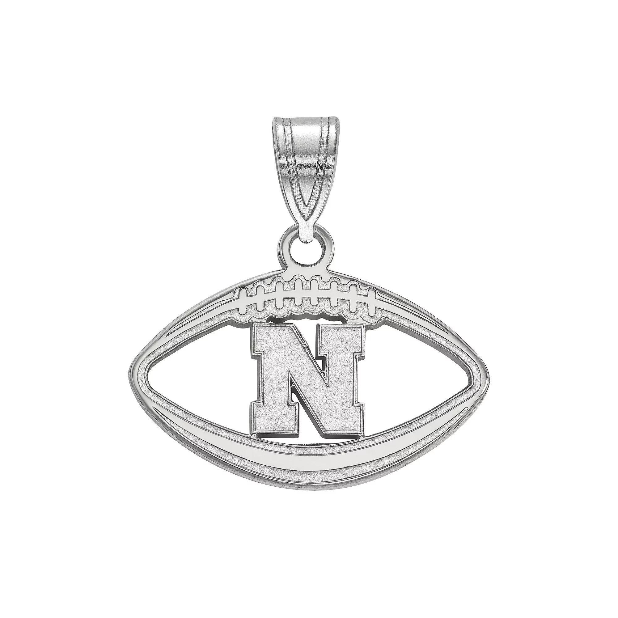 LogoArt Nebraska Cornhuskers Sterling Silver Football Pendant, Women's, Size: 20MM Product Image