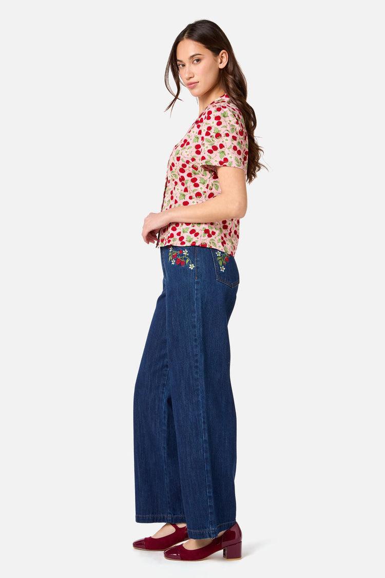 Raspberry Short Sleeve Blouse Product Image
