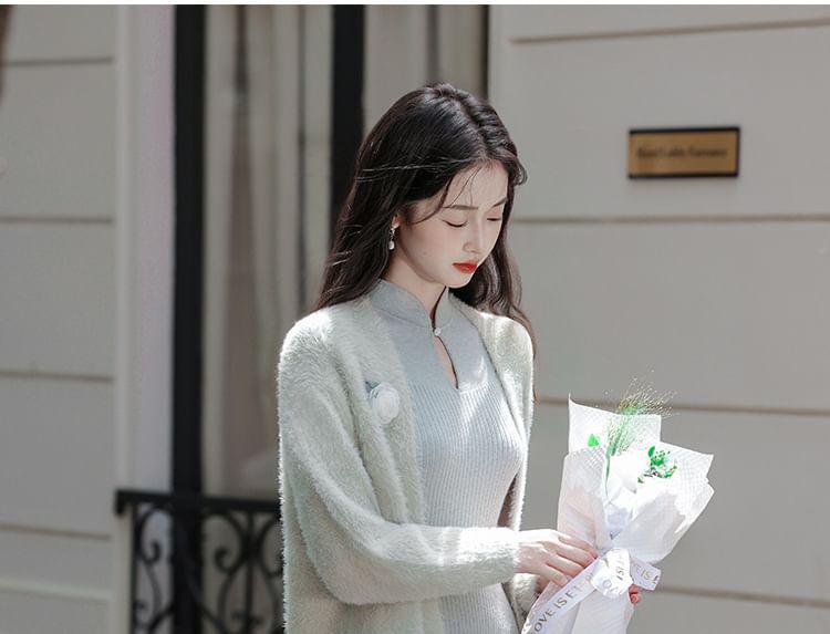 Open Front Plain Long Cardigan Product Image