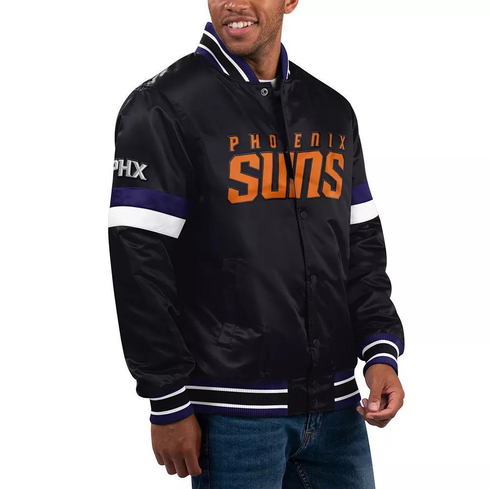 Men's Starter Black Phoenix Suns Home Game Satin Full-Snap Varsity Jacket, Size: XL, Phx Black Product Image